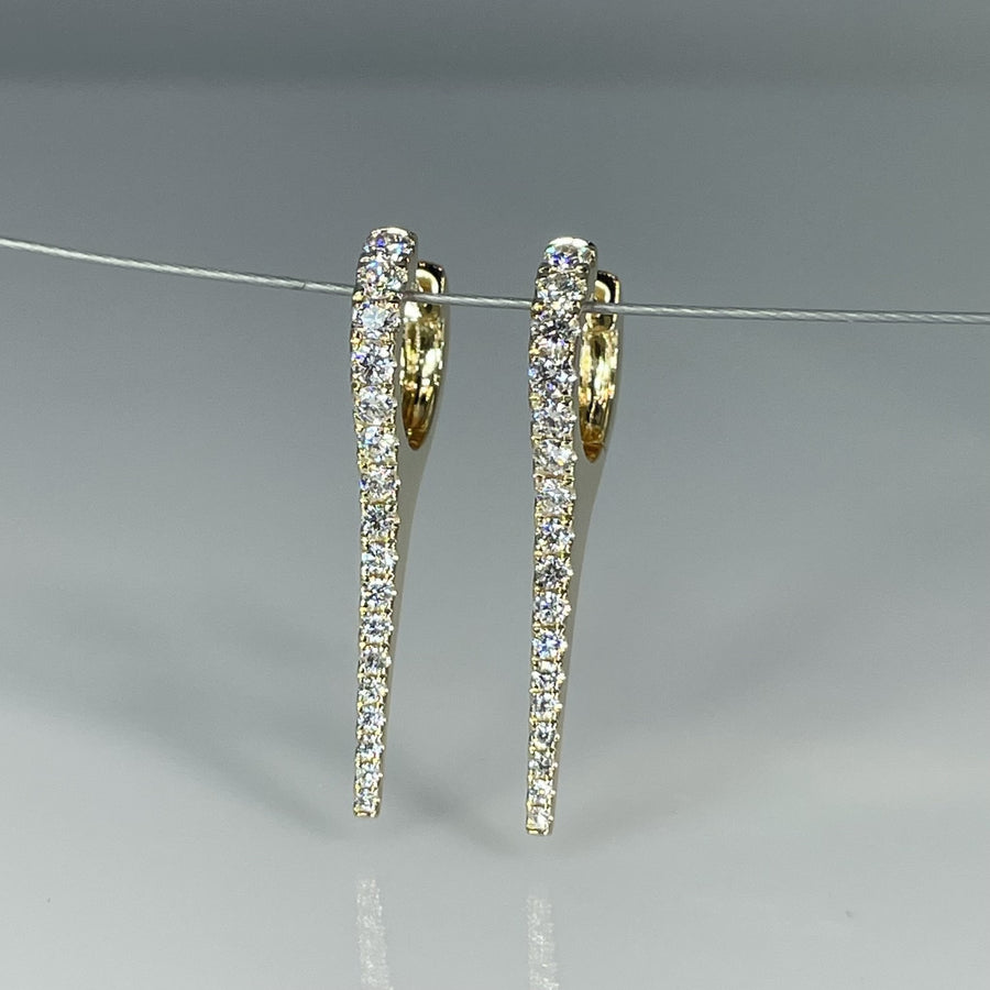 14K Yellow Gold Natural Diamond Spike Earrings 0.63ct
