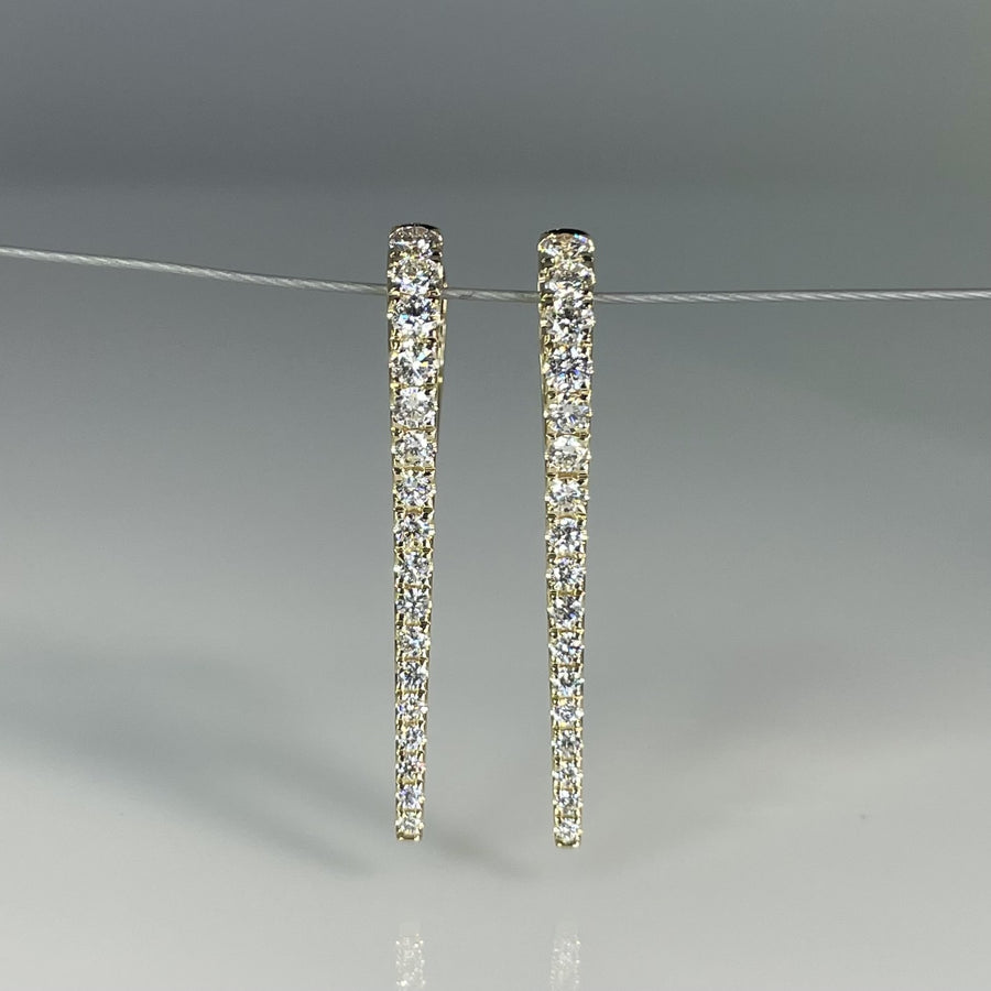 14K Yellow Gold Natural Diamond Spike Earrings 0.63ct