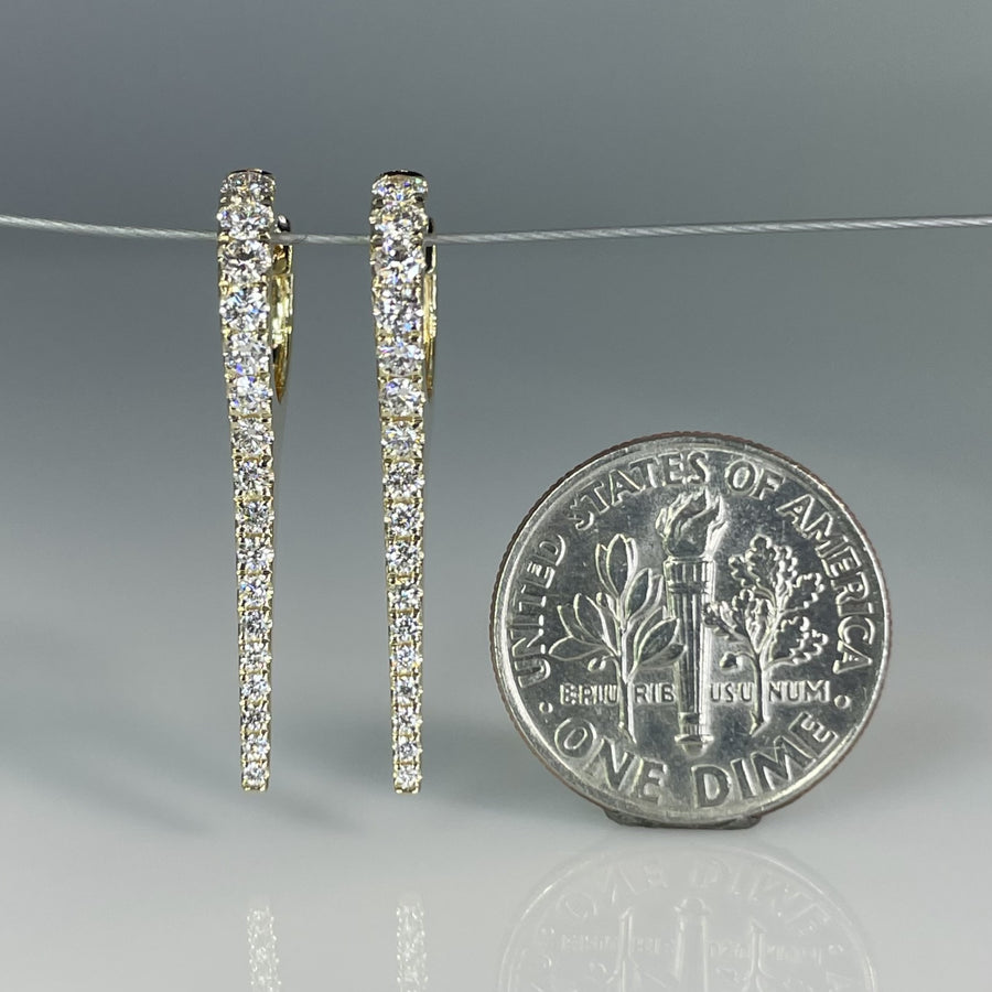 14K Yellow Gold Natural Diamond Spike Earrings 0.63ct