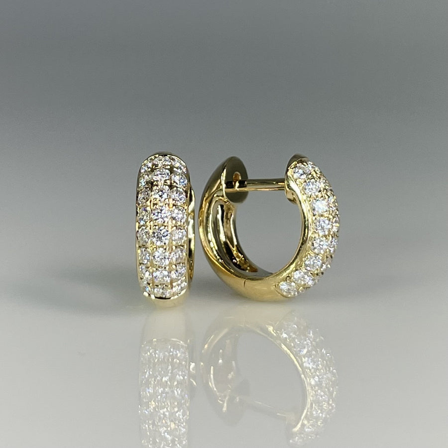 14K Yellow Gold Natural Diamond Huggie Earrings 0.54ct