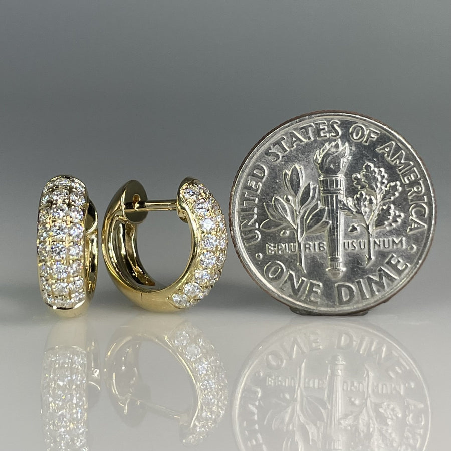 14K Yellow Gold Natural Diamond Huggie Earrings 0.54ct