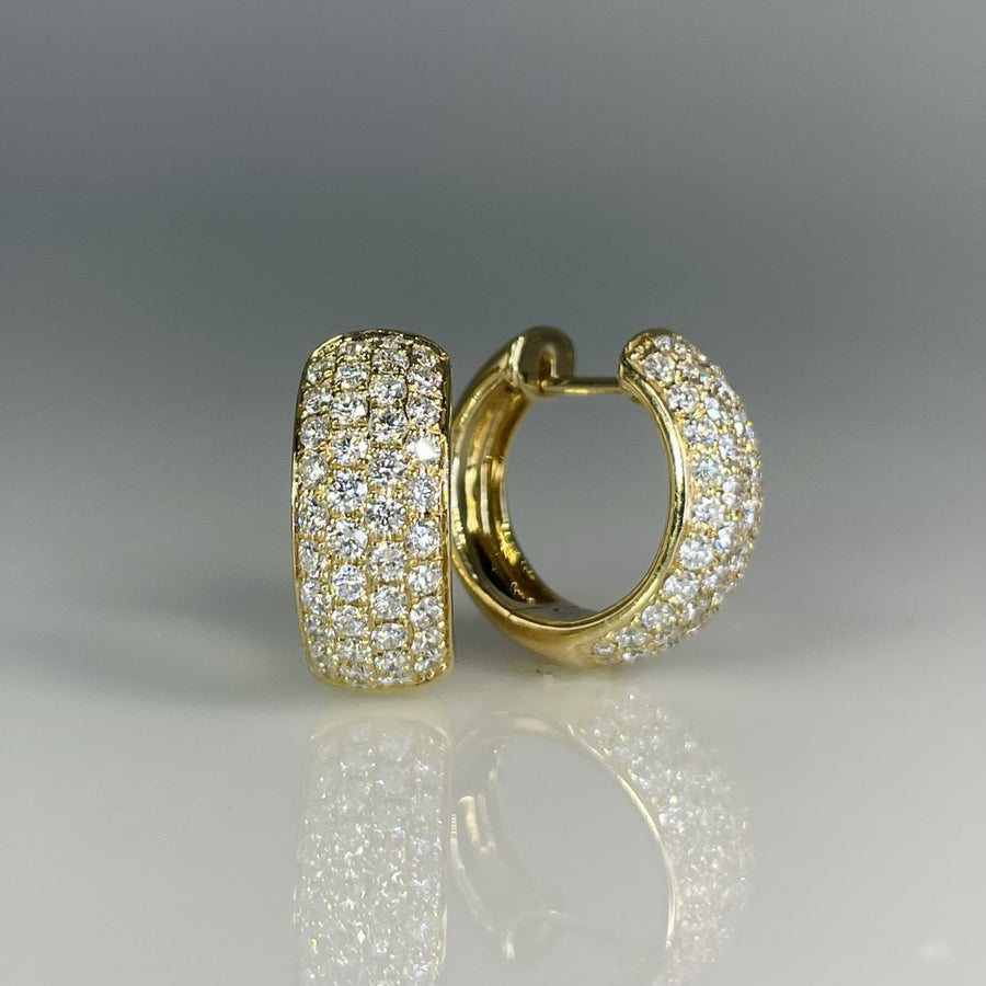 14K Yellow Gold Natural Diamond Huggie Earrings 1.50ct