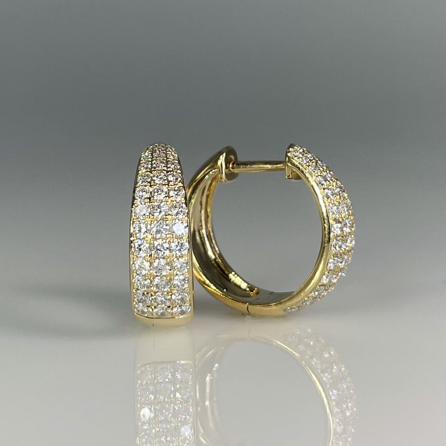 14K Yellow Gold Natural Diamond Huggie Earrings 0.70ct