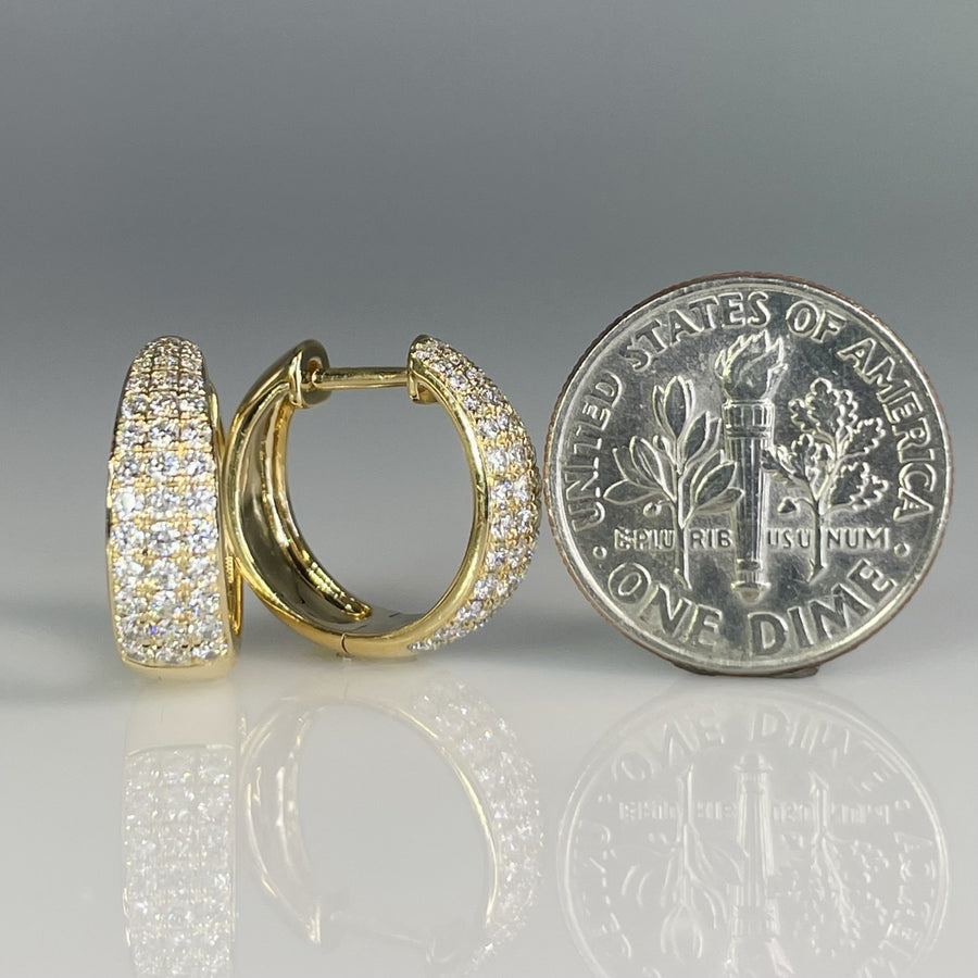 14K Yellow Gold Natural Diamond Huggie Earrings 0.70ct