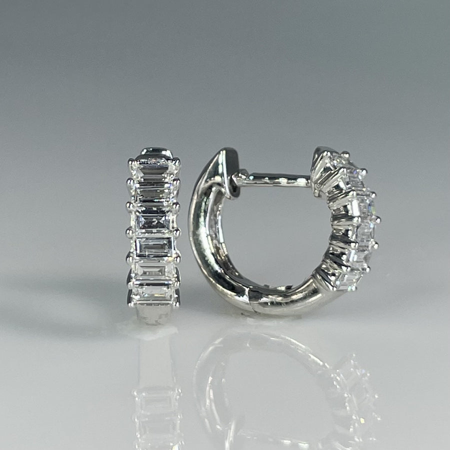 14K White Gold Natural Diamond Huggie Earrings 0.39ct