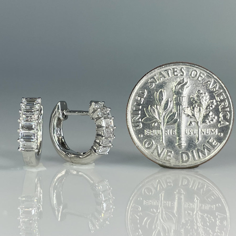 14K White Gold Natural Diamond Huggie Earrings 0.39ct