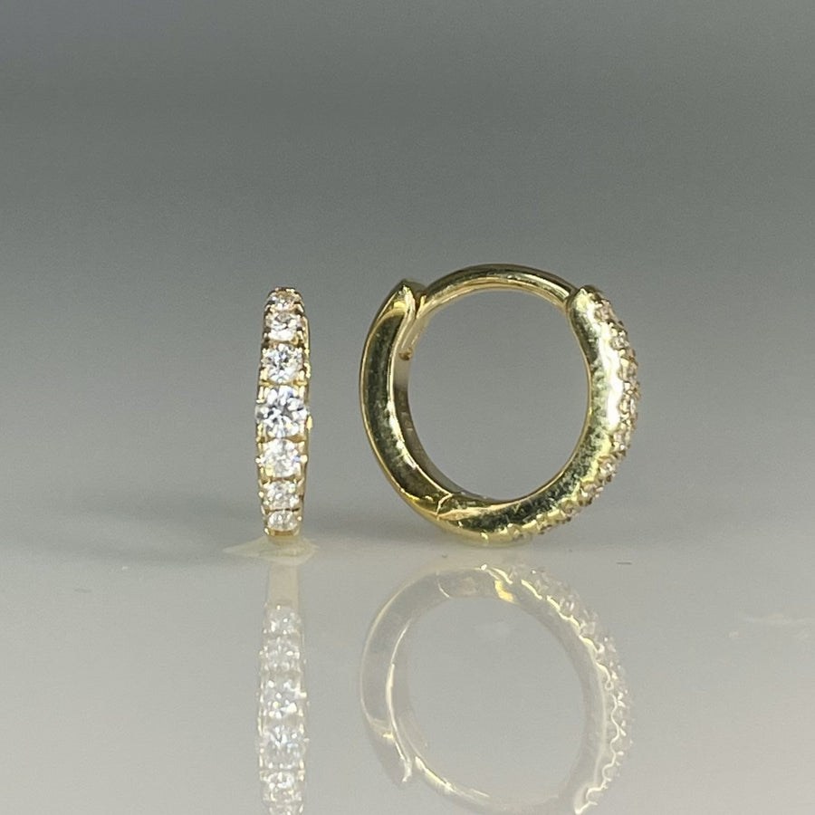 14K Yellow Gold Natural Diamond Huggie Earrings 0.11ct