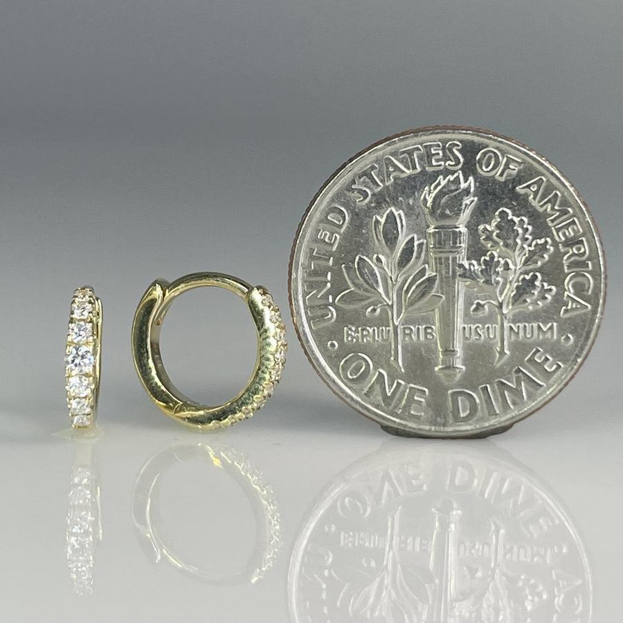 14K Yellow Gold Natural Diamond Huggie Earrings 0.11ct