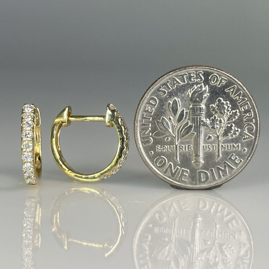 14K Yellow Gold Natural Diamond Huggies 0.22ct