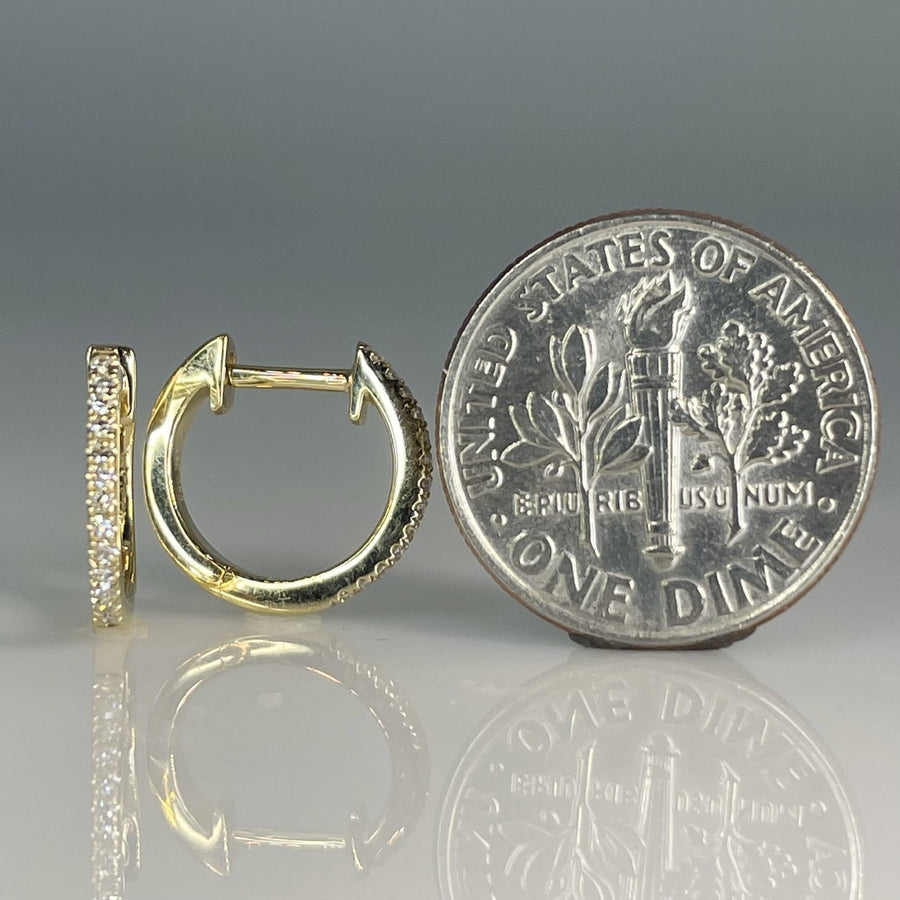 14K Yellow Gold Natural Diamond Huggies 0.08ct