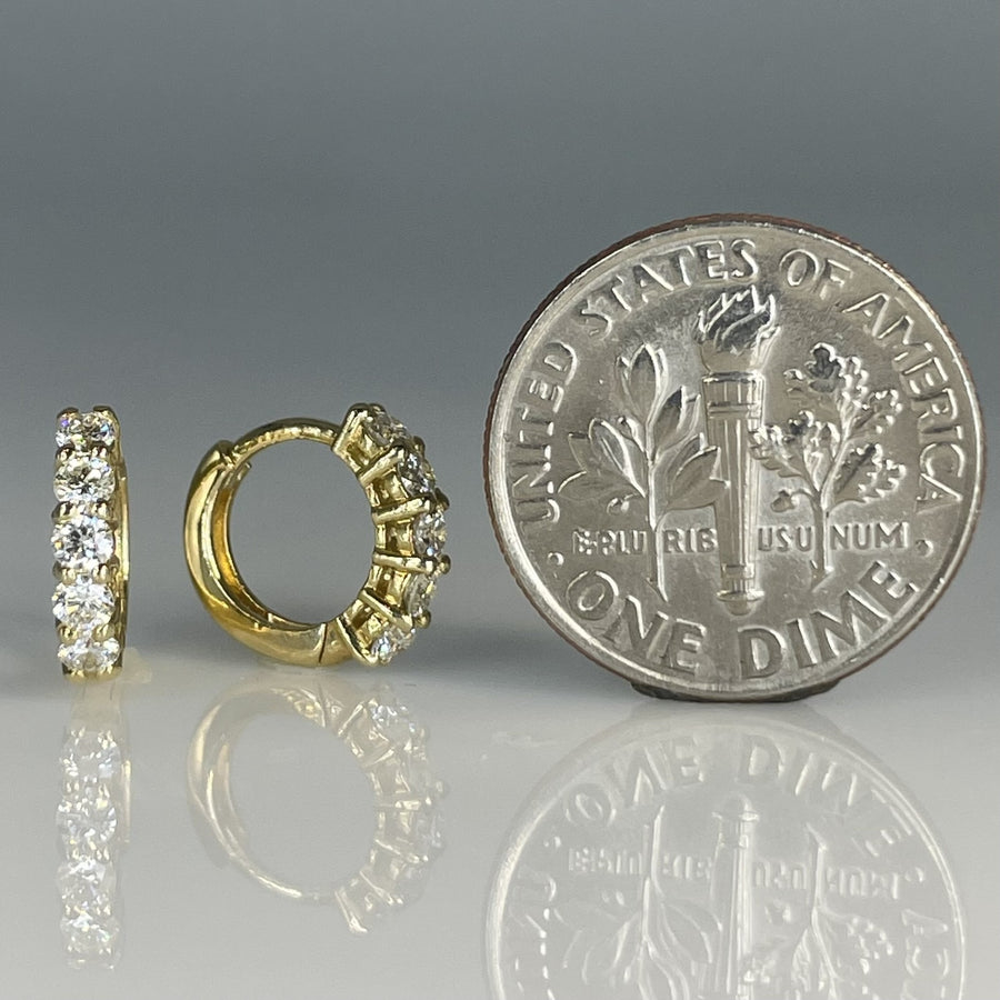 14K Yellow Gold Natural Diamond Huggies 0.19ct