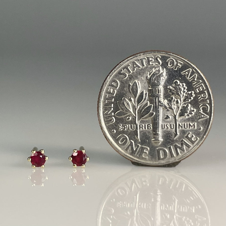14K Yellow Gold Round Ruby Studs 0.12ct