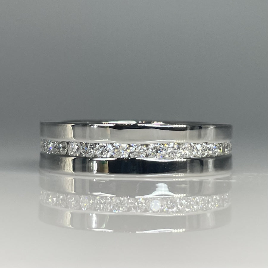 14K White Gold White Diamond Eternity Band 1.1ct