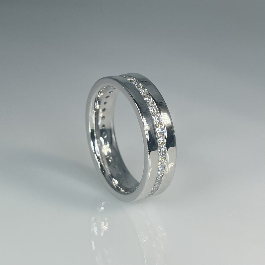 14K White Gold White Diamond Eternity Band 1.1ct