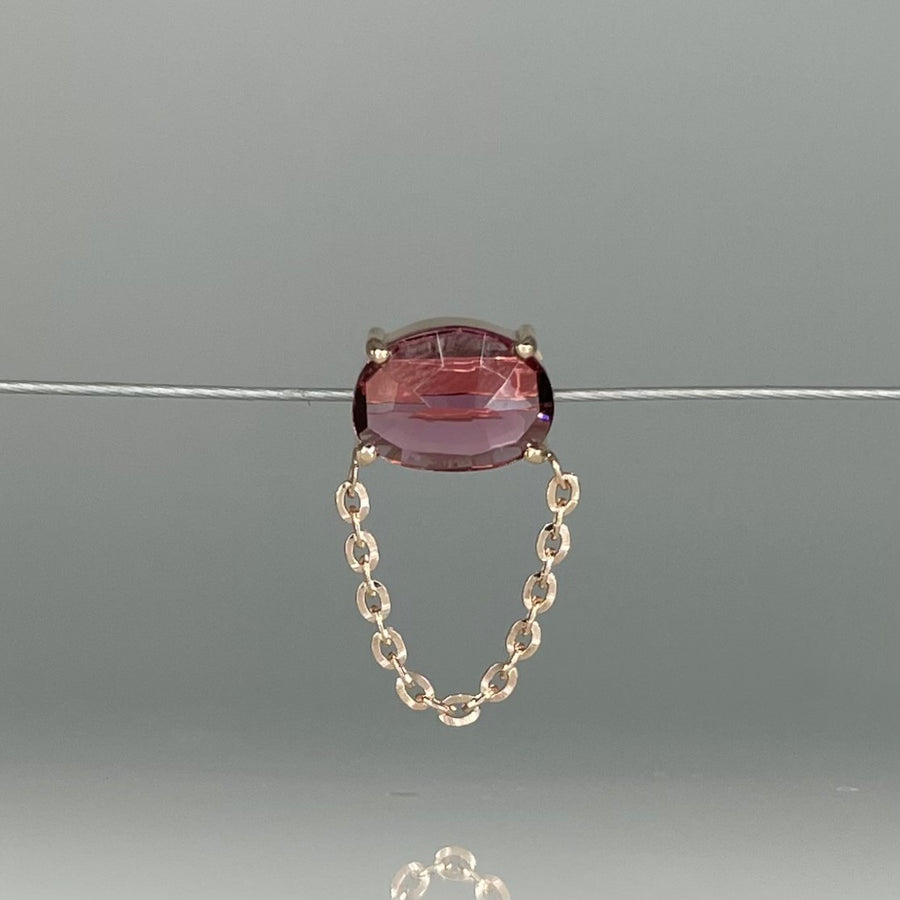 14K Rose Gold Pink Tourmaline Dangle Chain Stud Earring 0.76ct
