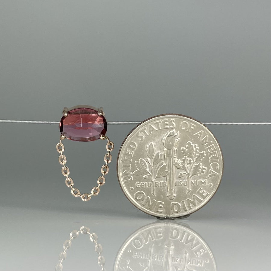 14K Rose Gold Pink Tourmaline Dangle Chain Stud Earring 0.76ct