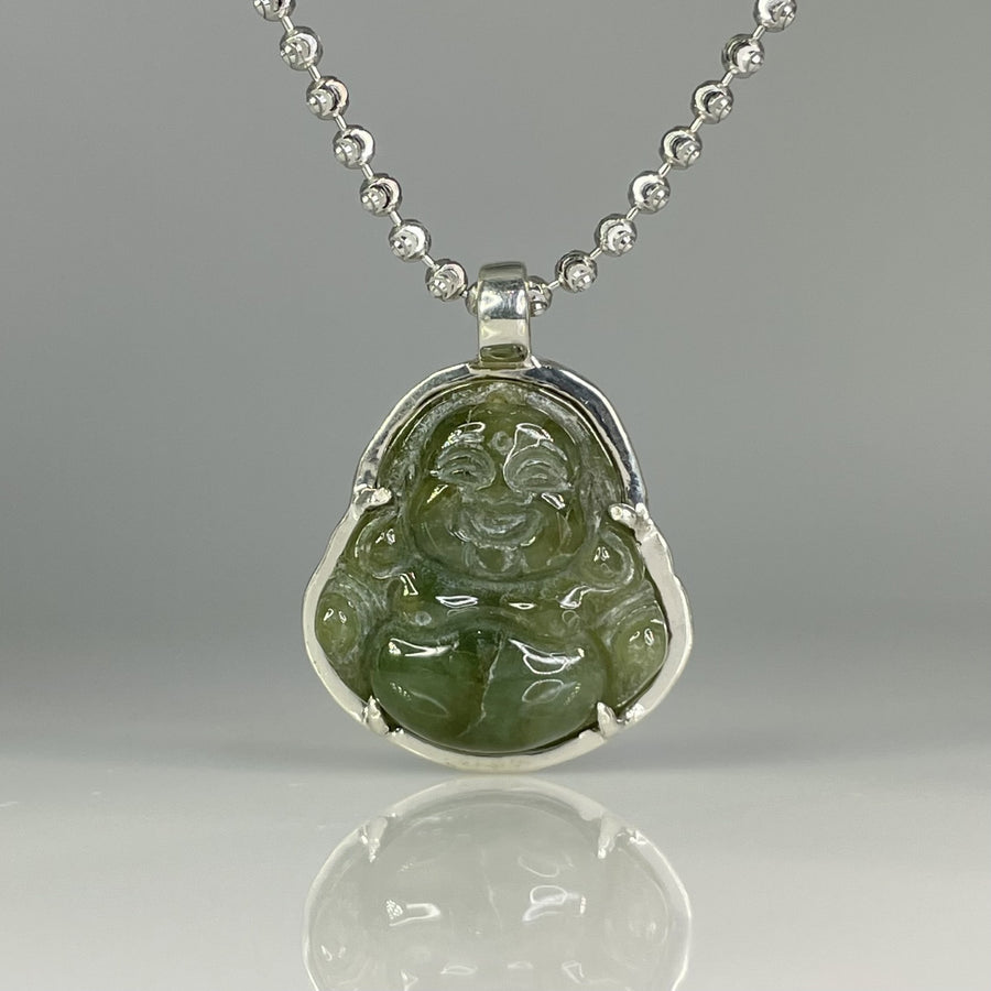 Sterling Silver Jade Buddha 24mm