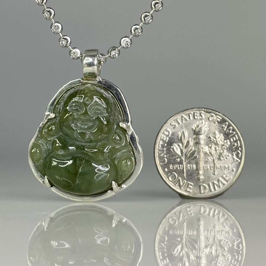 Sterling Silver Jade Buddha 24mm