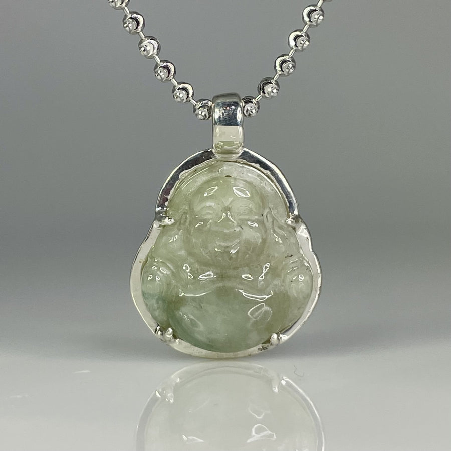 Sterling Silver Jade Buddha 24mm
