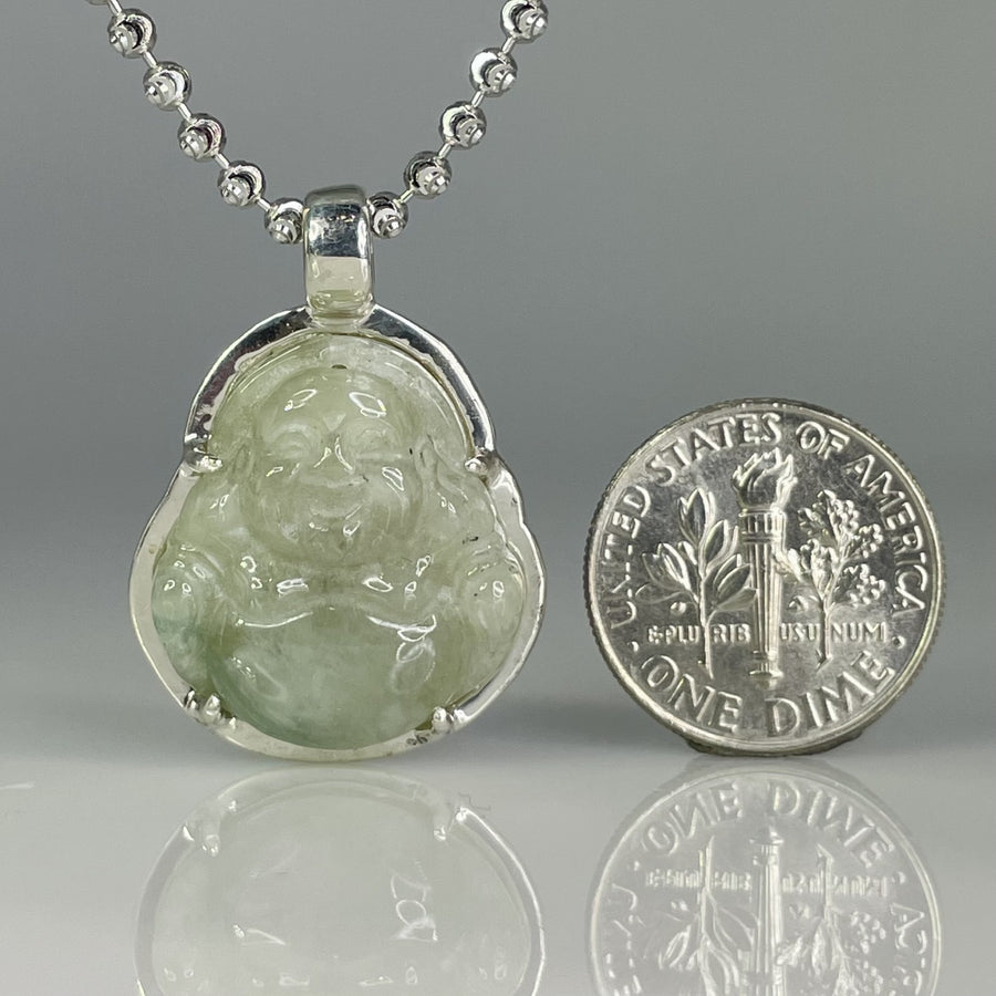 Sterling Silver Jade Buddha 24mm