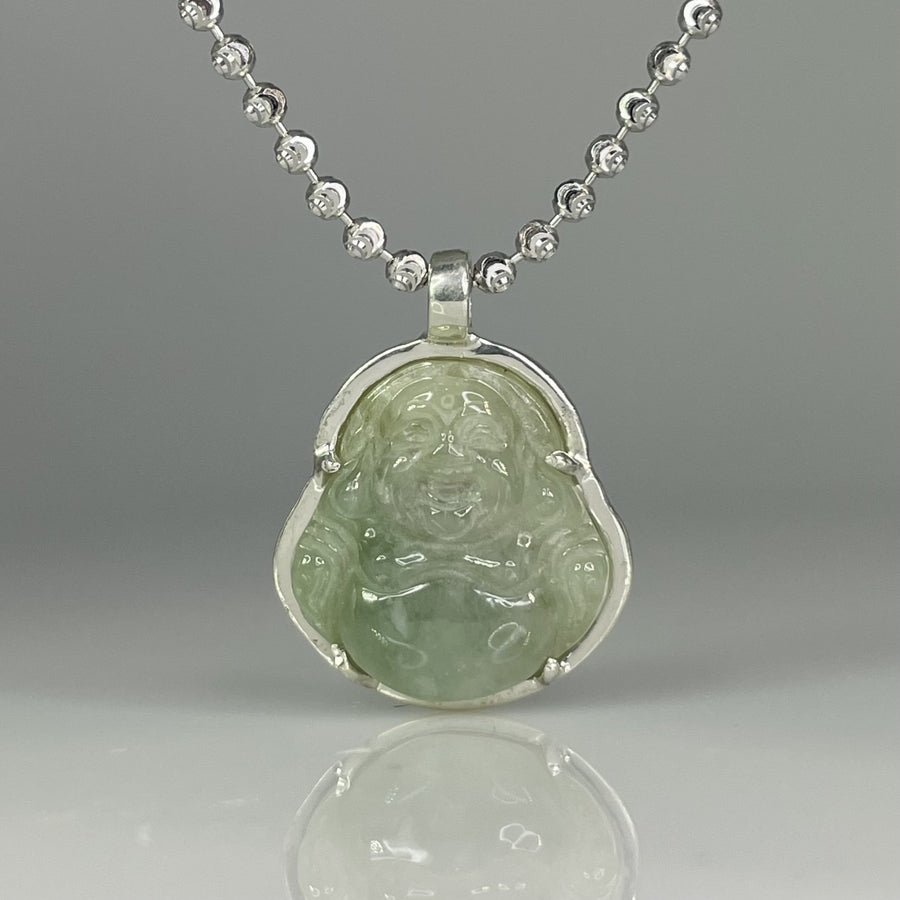 Sterling Silver Jade Buddha 20mm
