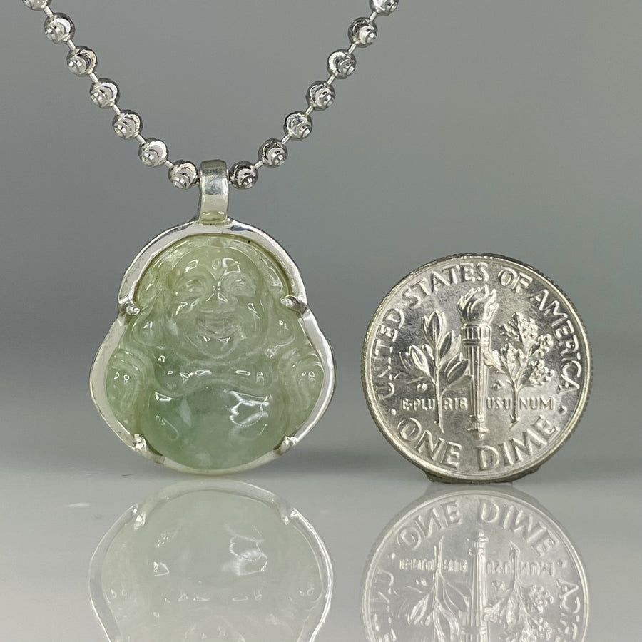 Sterling Silver Jade Buddha 20mm