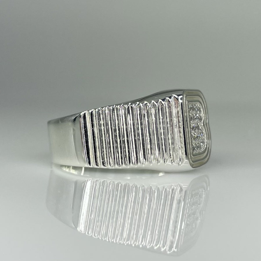 Sterling Silver Natural Diamond Initial Ring 0.19ct