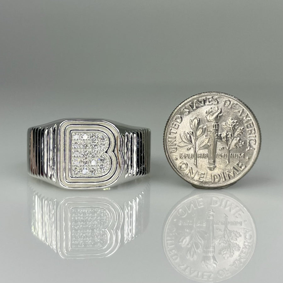 Sterling Silver Natural Diamond Initial Ring 0.19ct