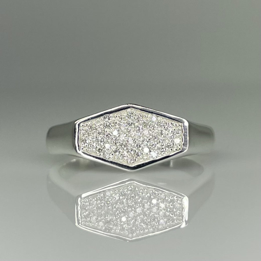 Sterling Silver Natural Diamond Hexagon Ring 0.25ct