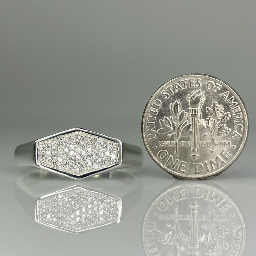 Sterling Silver Natural Diamond Hexagon Ring 0.25ct