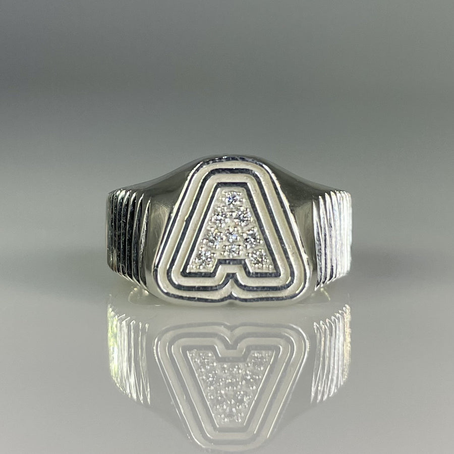 Sterling Silver Small Diamond Initial Ring 0.06ct