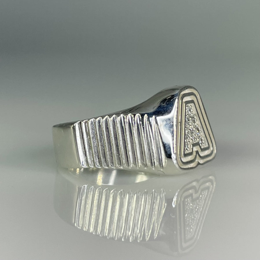 Sterling Silver Small Diamond Initial Ring 0.06ct