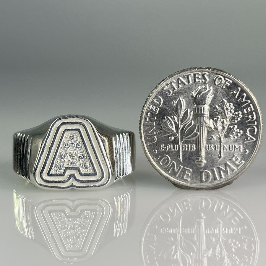 Sterling Silver Small Diamond Initial Ring 0.06ct