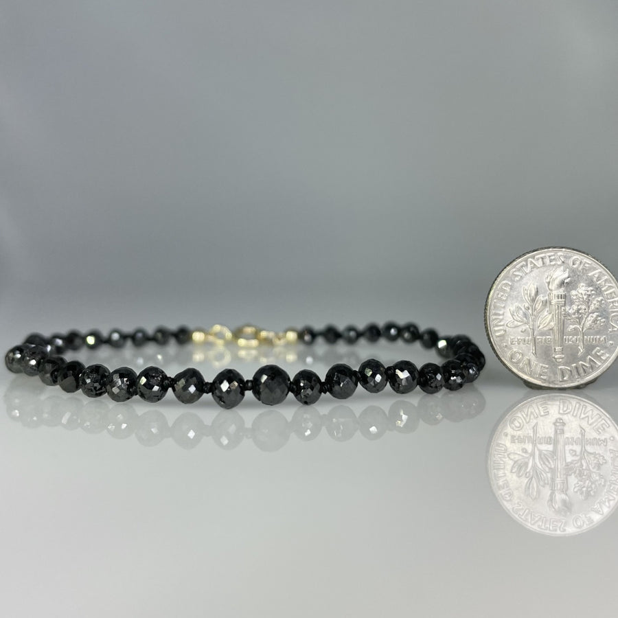 14K Yellow Gold Black Diamond Beaded Bracelet 14.50ct