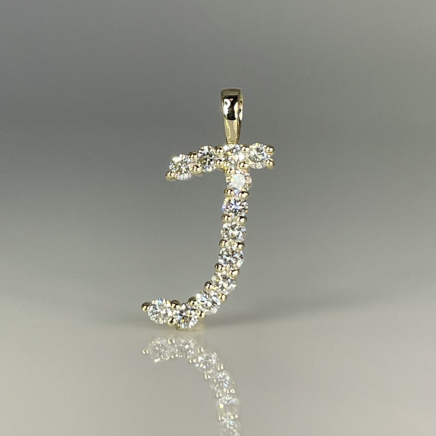 14K Rose Gold Diamond Initial Pendant