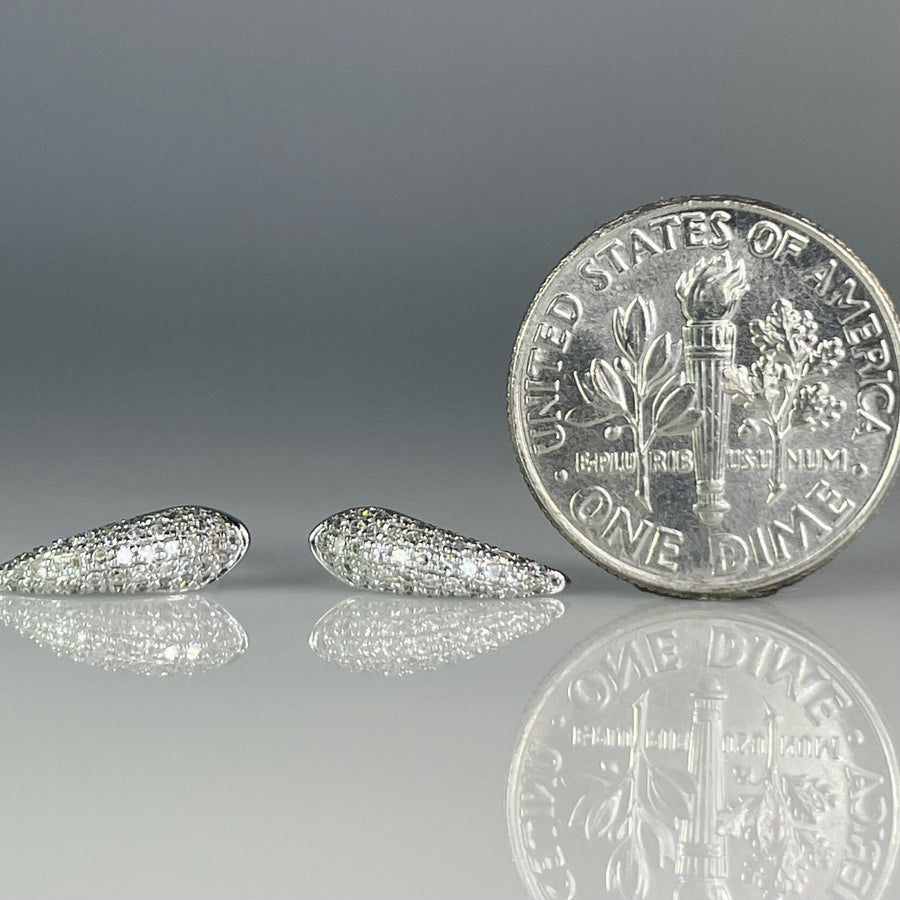 14K White Gold Diamond Fang Stud Earrings 0.20ct