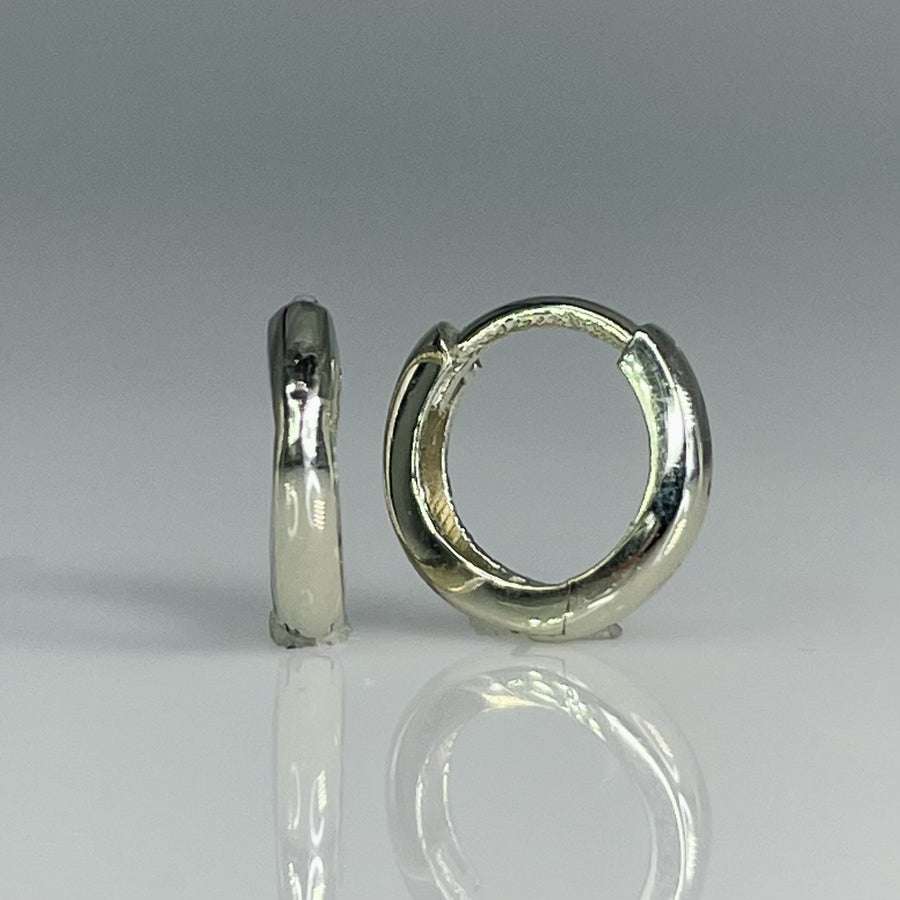 14K White Gold Huggies 9mm