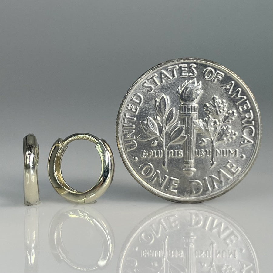14K White Gold Huggies 9mm