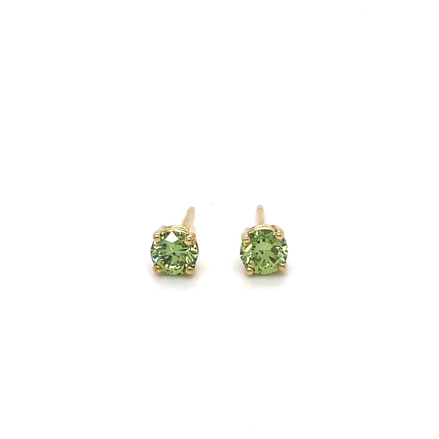 14K Yellow Gold Green Diamond Studs 0.73ct