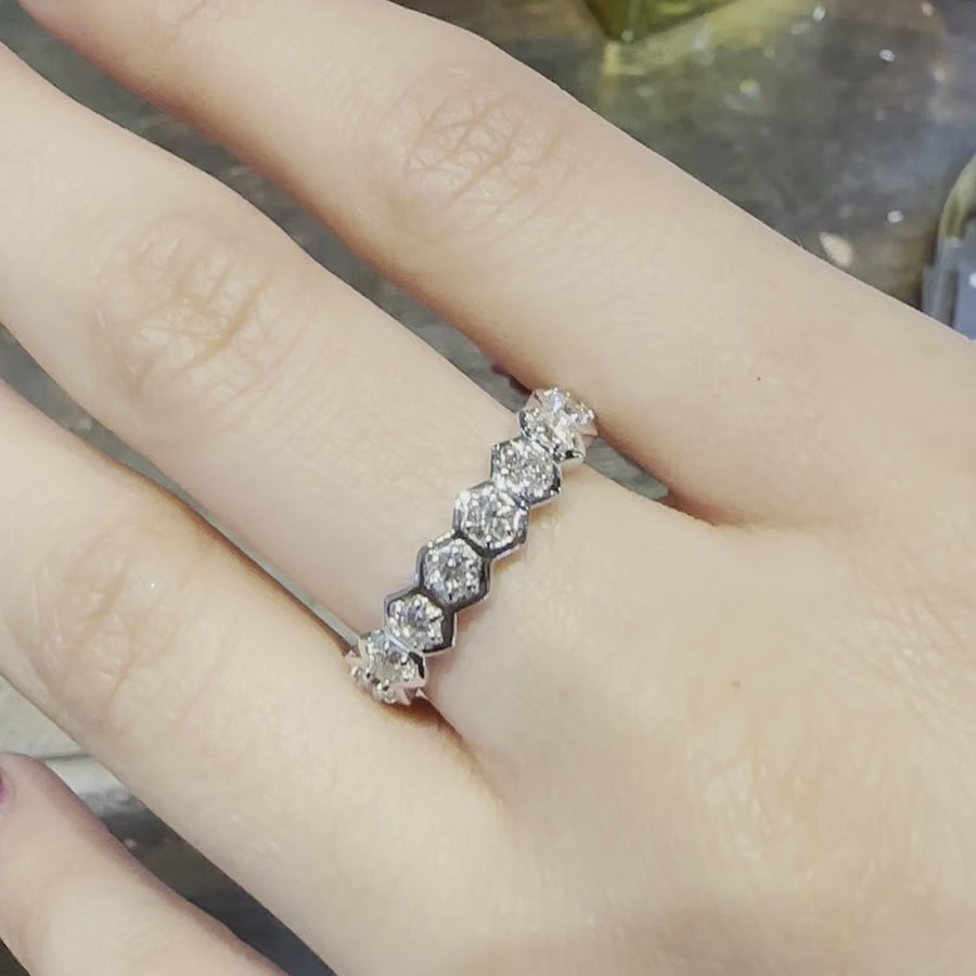 14K White Gold Honeycomb Diamond Eternity Band 1.20ct