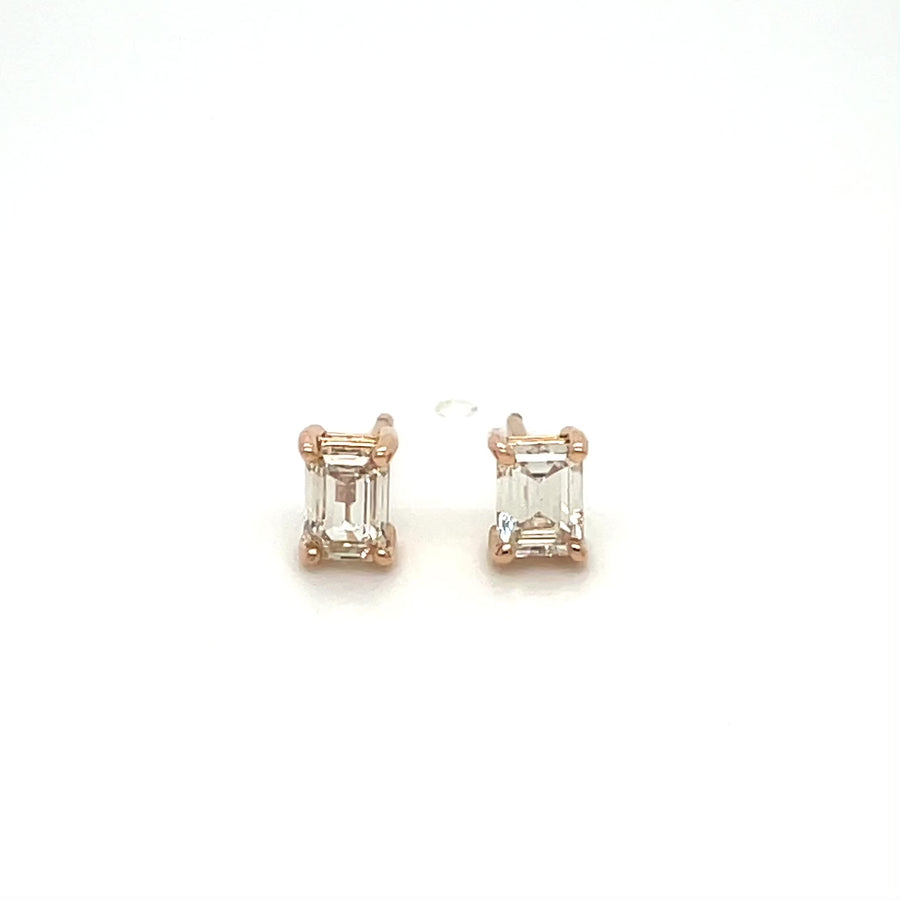 14K Rose Gold Champagne Diamond Stud Earrings 0.73ct