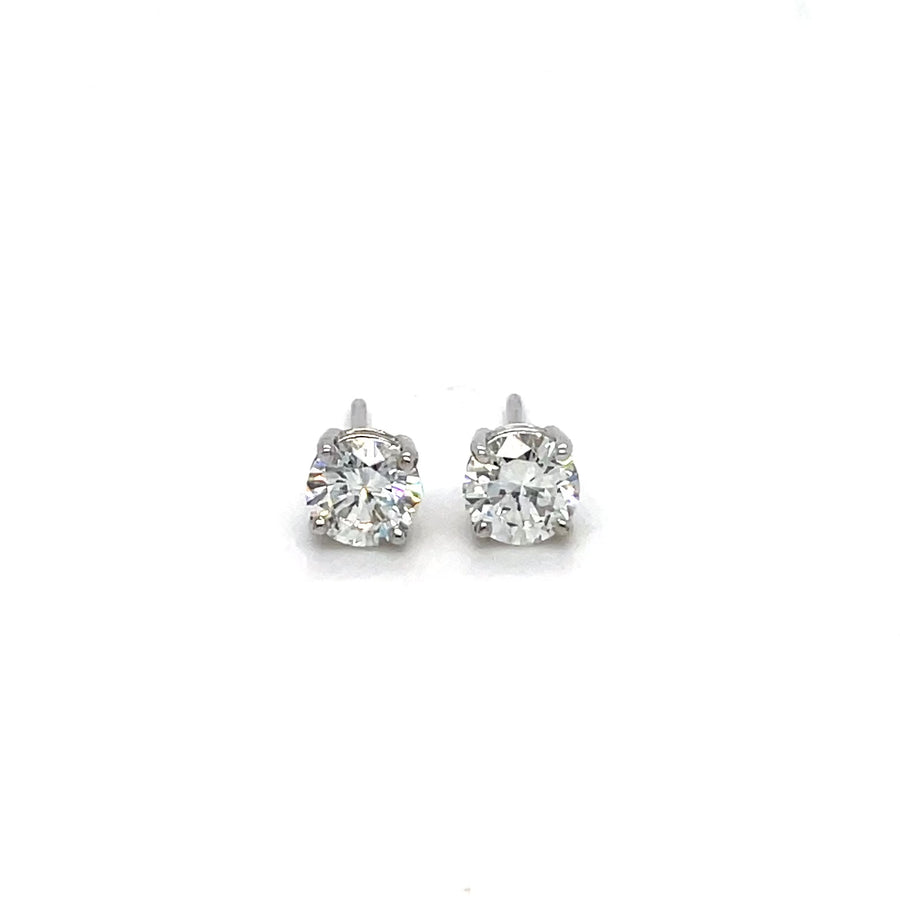 14K White Gold Diamond Stud Earrings 1.15ct