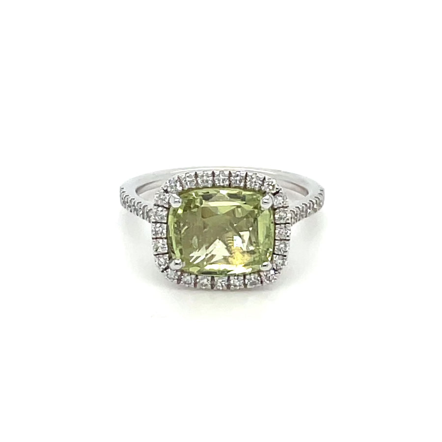 14K White Gold Yellow Sapphire and Diamond Ring 3.78/0.42ct