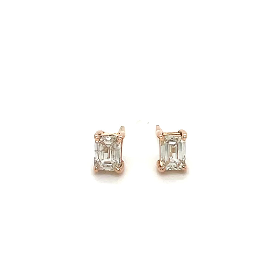14K Rose Gold Champagne Diamond Stud Earrings 0.84ct