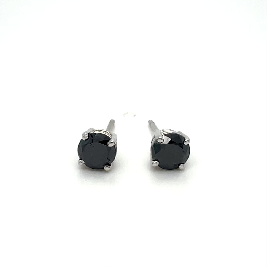 14K White Gold Black Diamond Studs 3.83ct