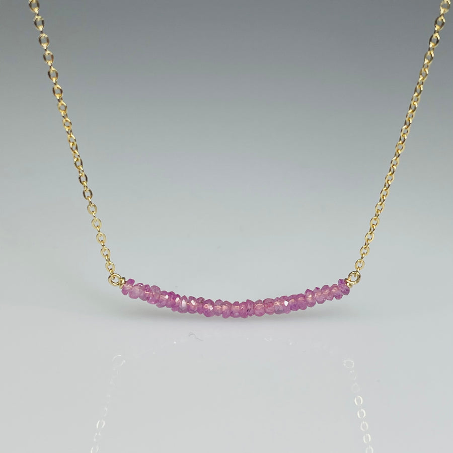 Pink Sapphire Bar Necklace
