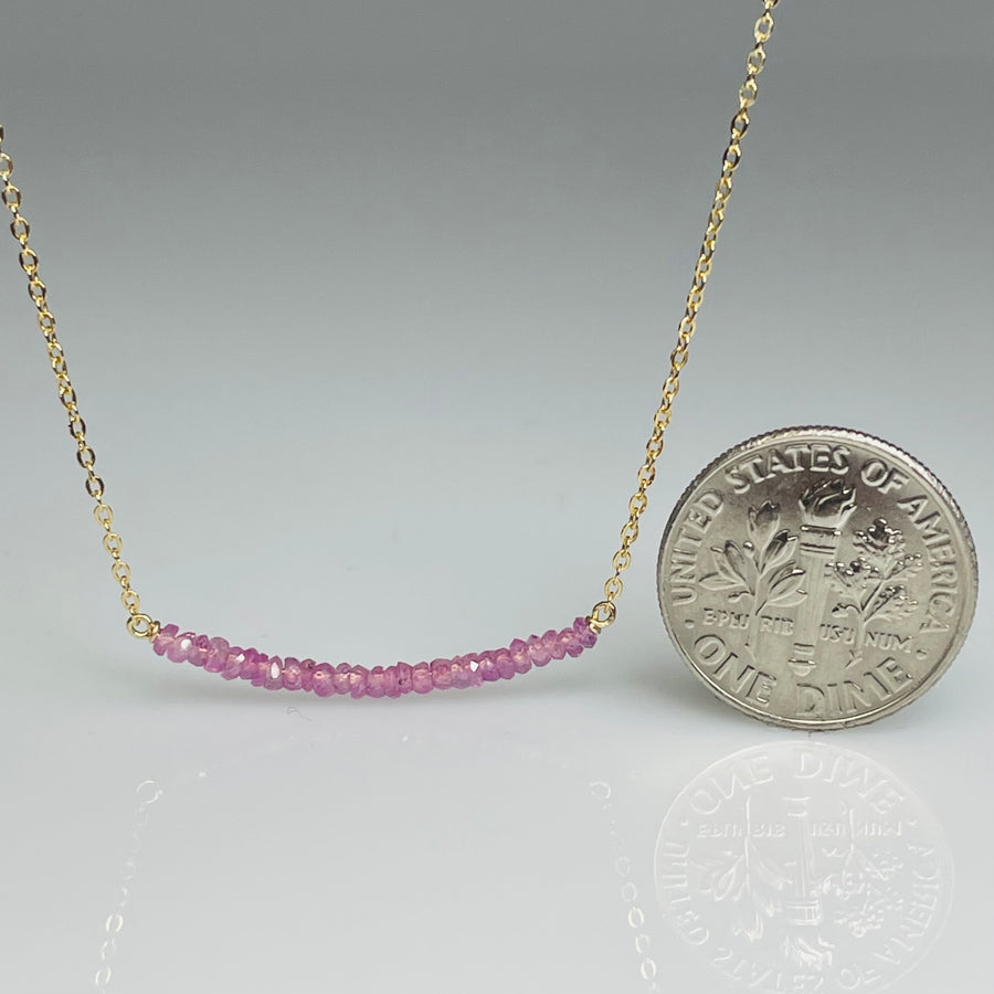 Pink Sapphire Bar Necklace