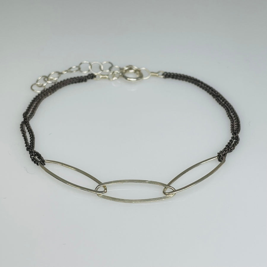 Dual Tone Three Link Bracelet