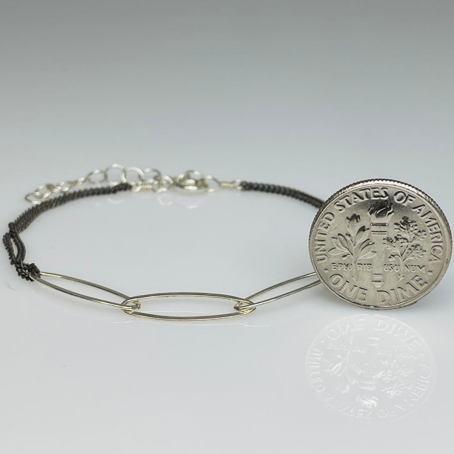 Dual Tone Three Link Bracelet