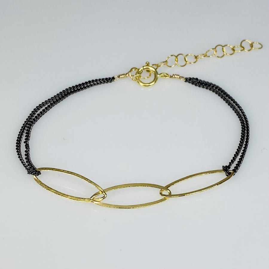 Gold Filled Dual Tone Three Link Bracelet